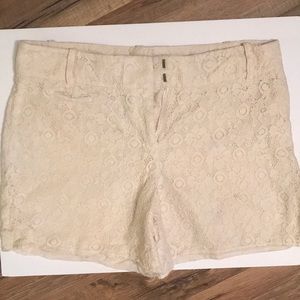White lace loft shorts size 6